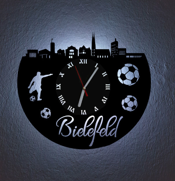 Fußball Fan LED Wanduhr "Bielefeld"