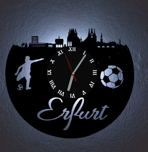 Fußball Fan LED Wanduhr "Erfurt"